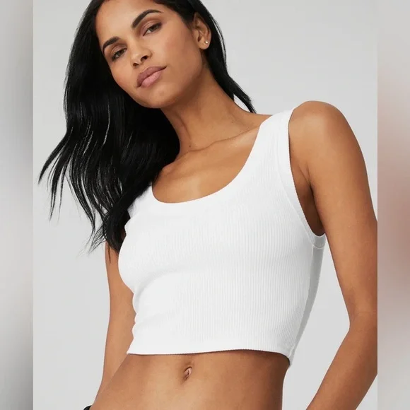 New with tags ALO Yoga White Wellness Tank Size: Medium Sold Out - Picture 10 of 10